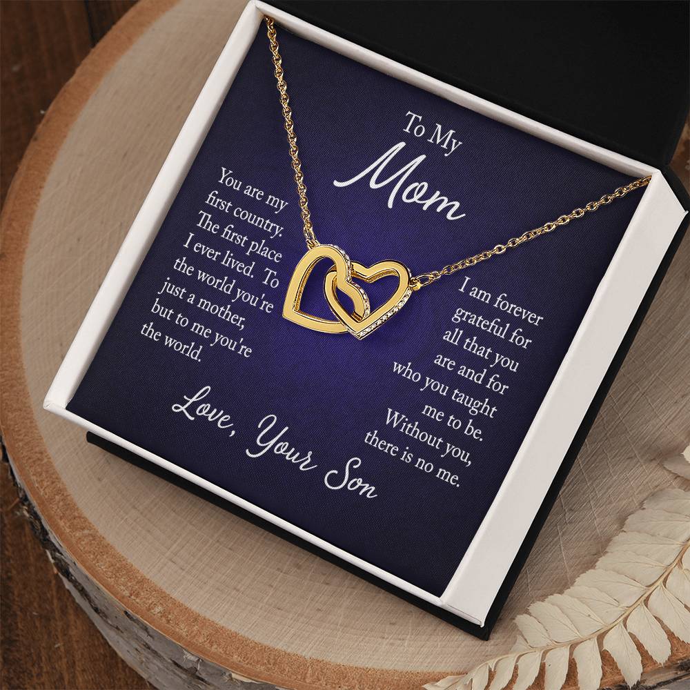 Interlocking Hearts Necklace - For Mom From Son