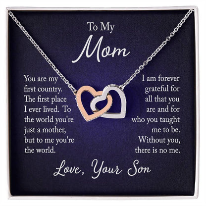 Interlocking Hearts Necklace - For Mom From Son