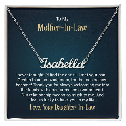 Custom Name Necklace w/ Message Card - For Mother-in-Law