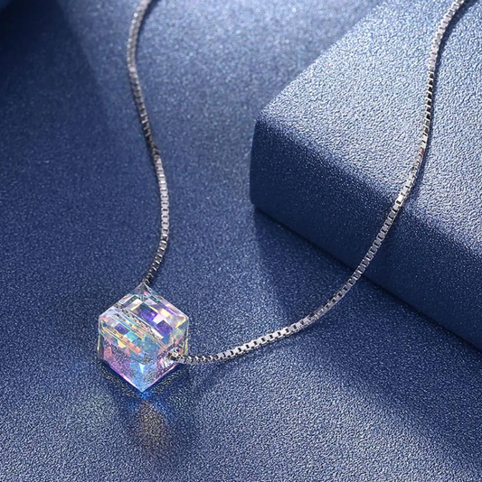 Aurora Borealis Cube Necklace